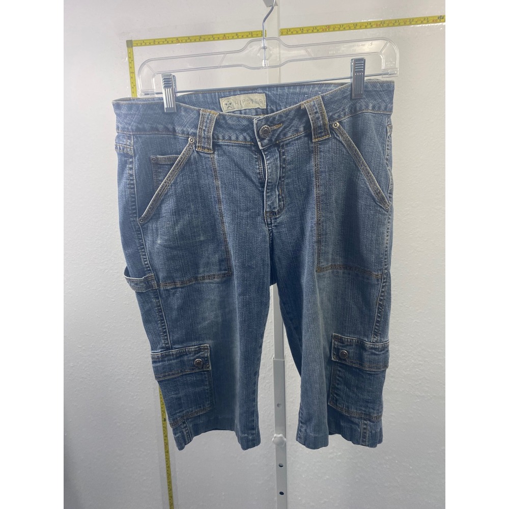 Hipster Denim Cargo Shorts Womens 11 Med Wash‎ Long Utility Carpenter Jean Blue